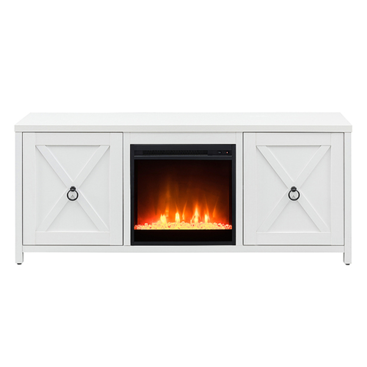 Camden&Wells - Granger 58" TV Stand with Crystal Fireplace - White