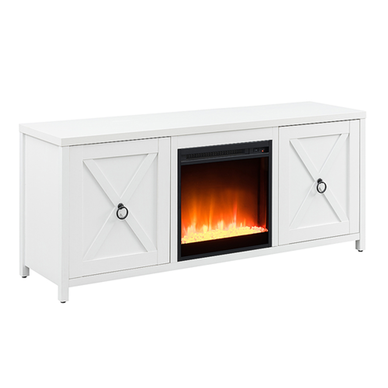 Camden&Wells - Granger 58" TV Stand with Crystal Fireplace - White