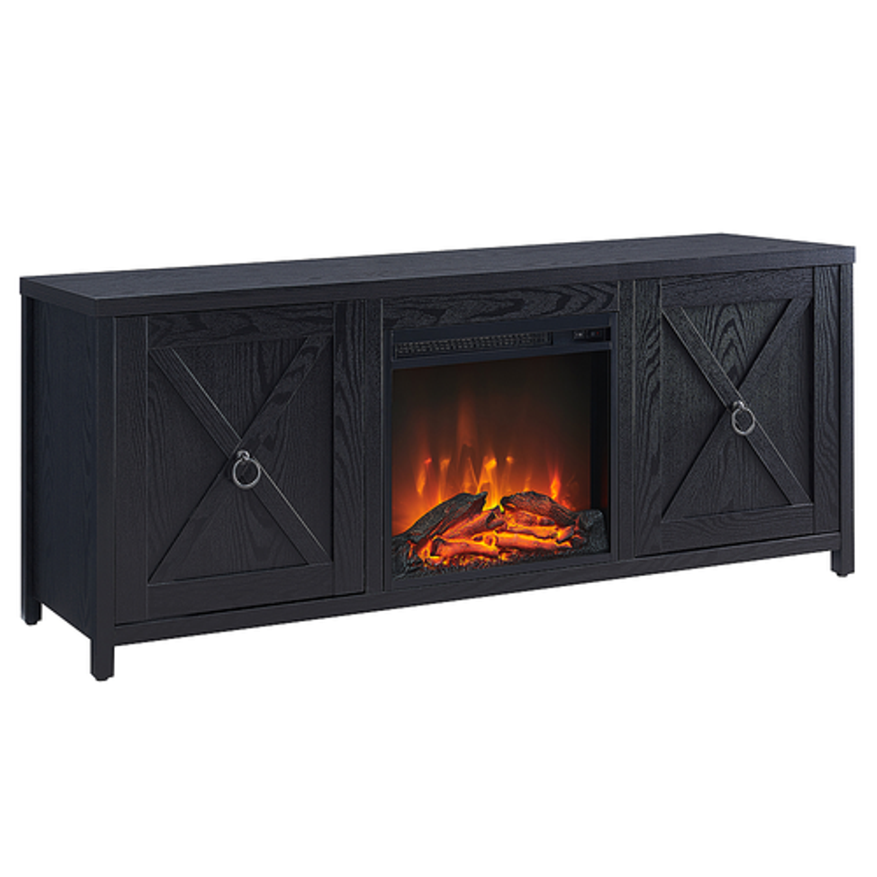 Camden&Wells - Granger 58" TV Stand with Log Fireplace - Blackened Bronze