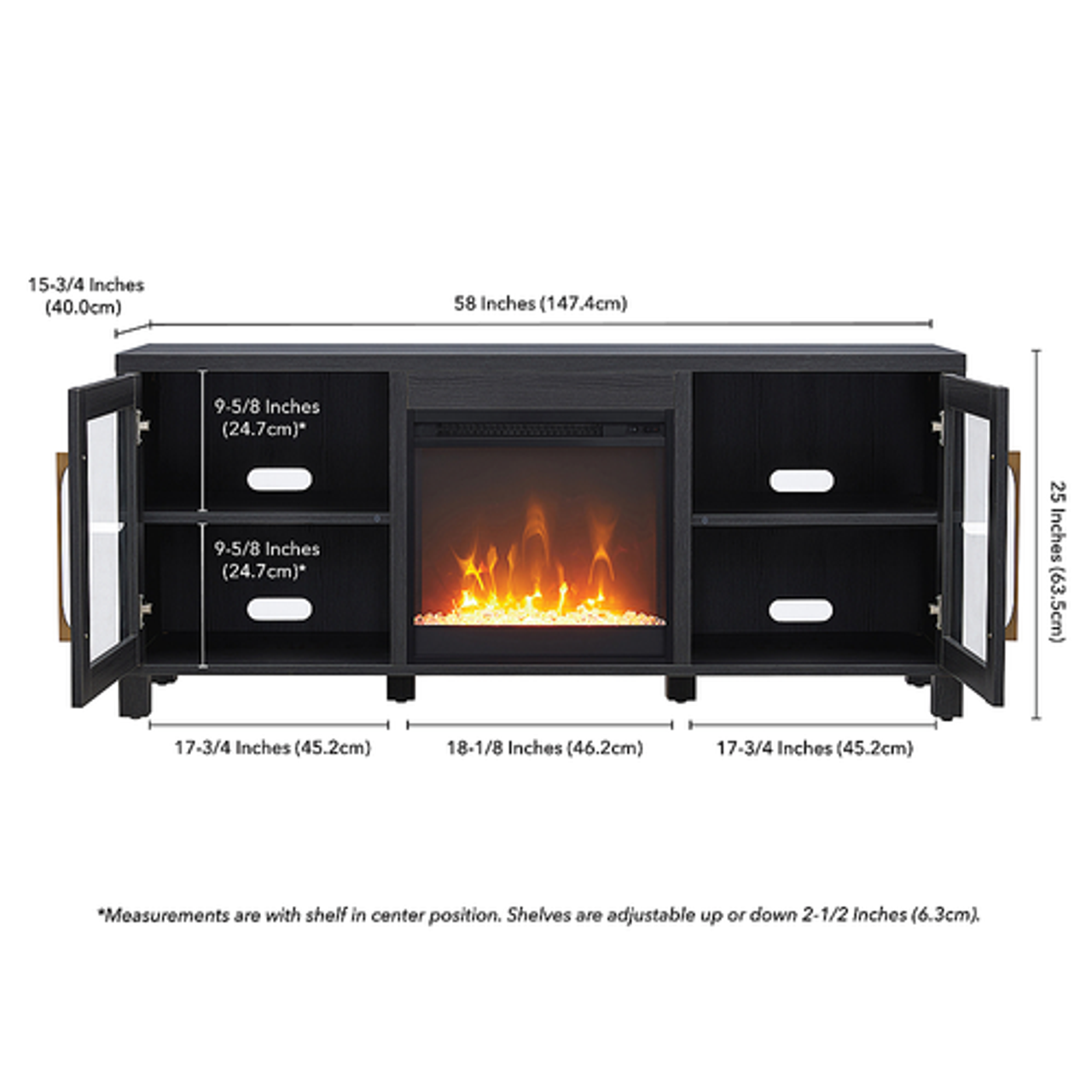 Camden&Wells - Foster TV Stand with Crystal Fireplace - Charcoal Gray
