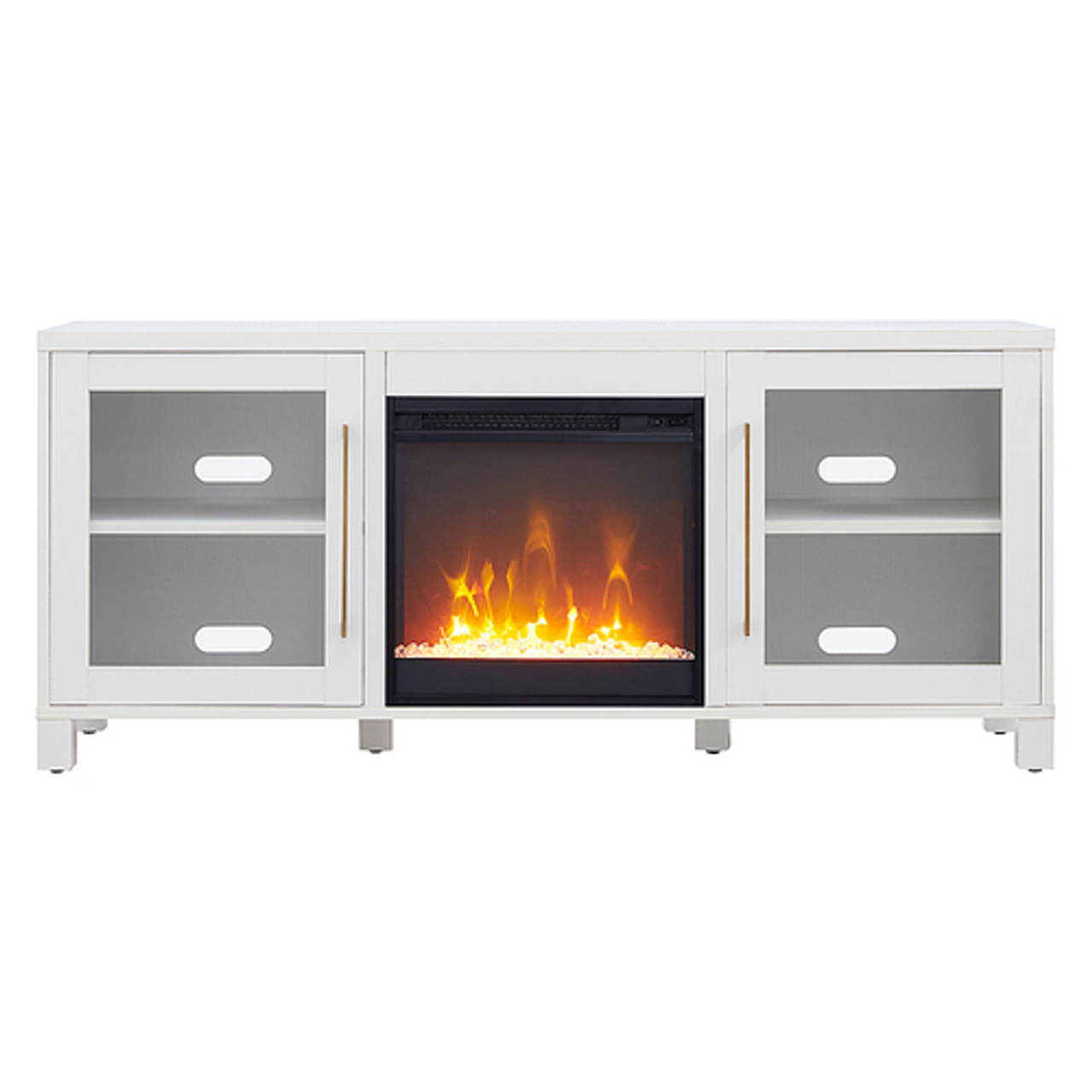Camden&Wells - Foster TV Stand with Crystal Fireplace - White