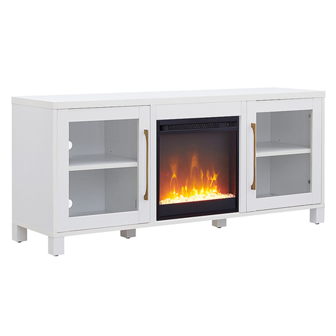 Camden&Wells - Foster TV Stand with Crystal Fireplace - White