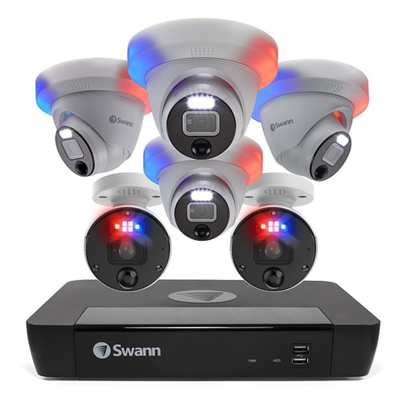 Swann - Pro Enforcer™ 8-Channel, 4-Dome & 2-Bullet Camera Indoor/Outdoor PoE Wired 4K UHD 2TB HDD NVR Security System - White