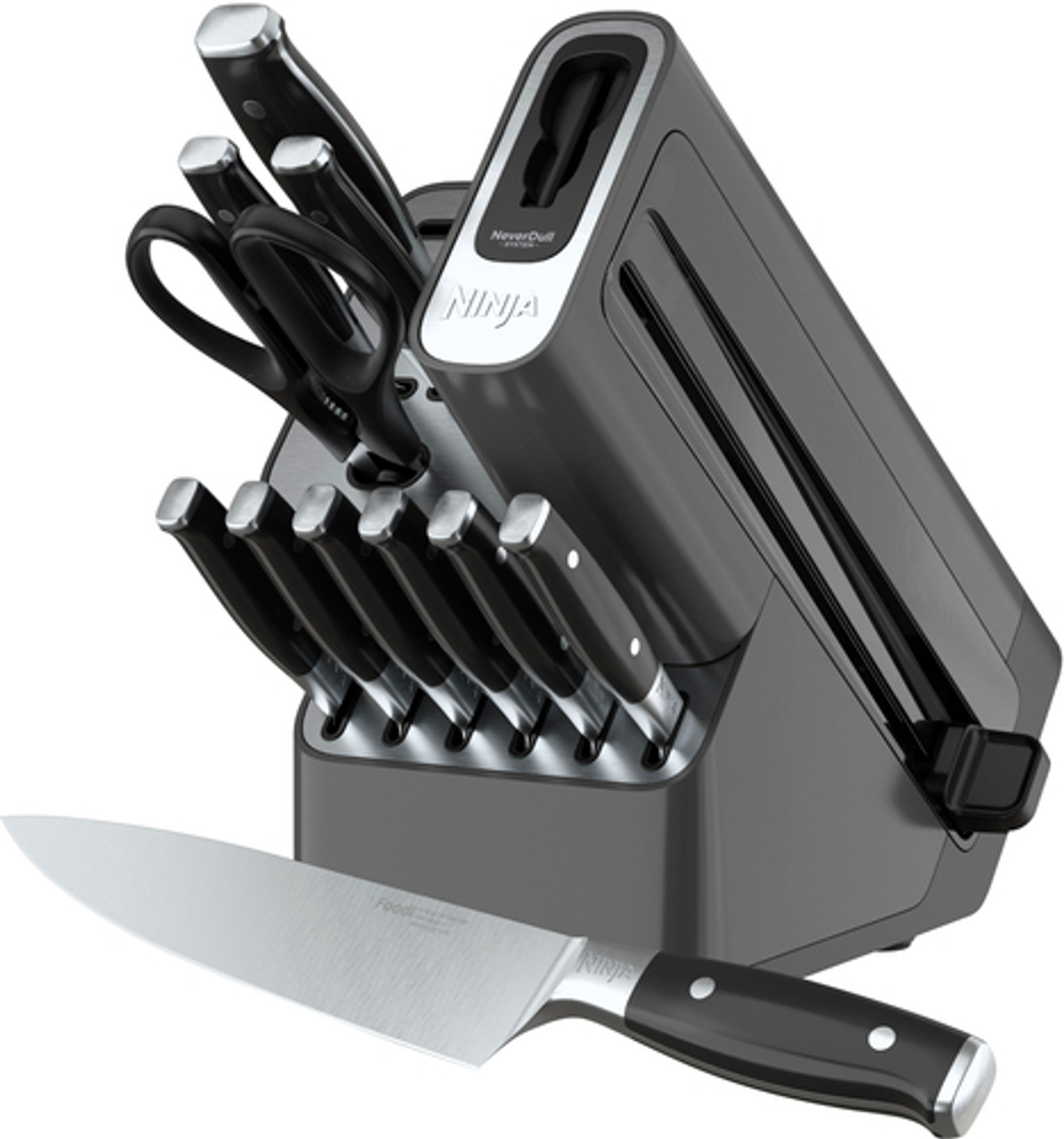 Ninja - Foodi NeverDull Premium 12-Piece Knife System with Built-in Sharpener - Black & Silver