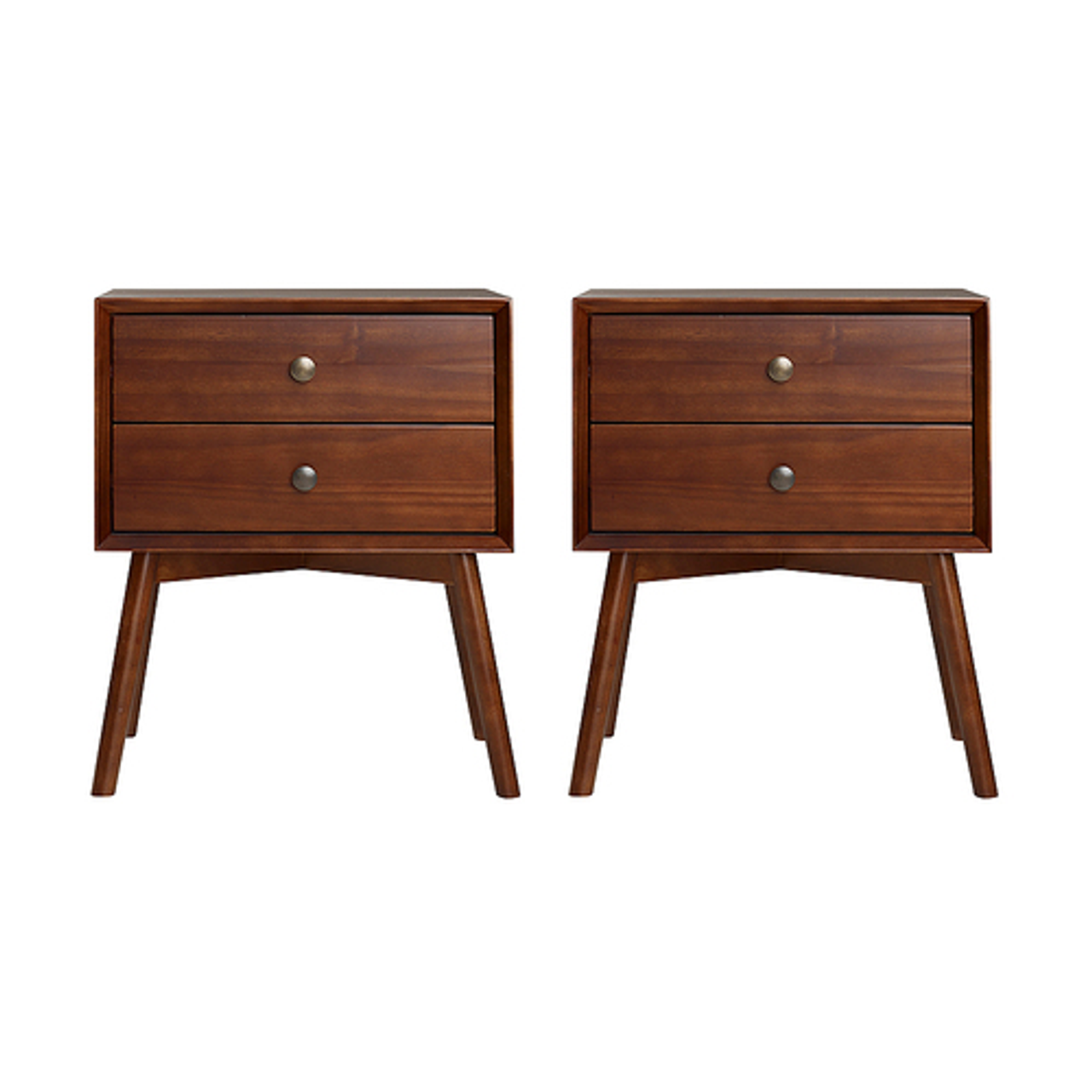 Walker Edison - 2-Piece Mid-Century 2-Drawer Nightstand Set - Walnut