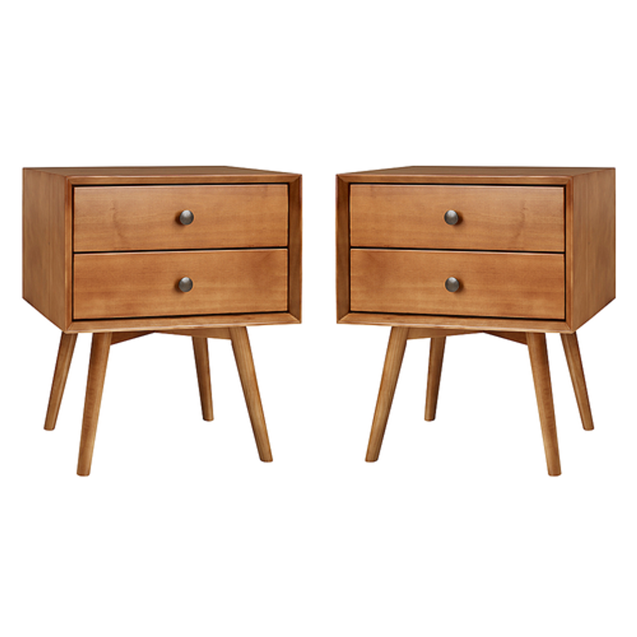 Walker Edison - 2-Piece Mid-Century 2-Drawer Nightstand Set - Caramel