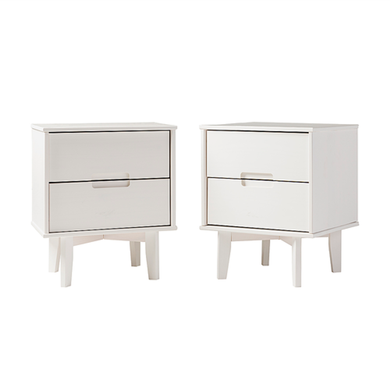 Walker Edison - 2-Piece Mid-Century Solid Wood Nightstand Set - White