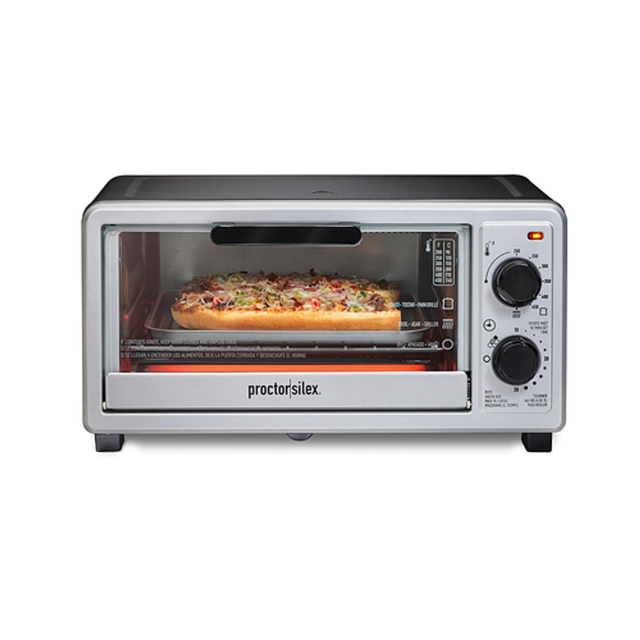 Proctor Silex 4 Slice Toaster Oven Broiler, 1100 Watts, Black and Silver Finish, 31260 - BLACK
