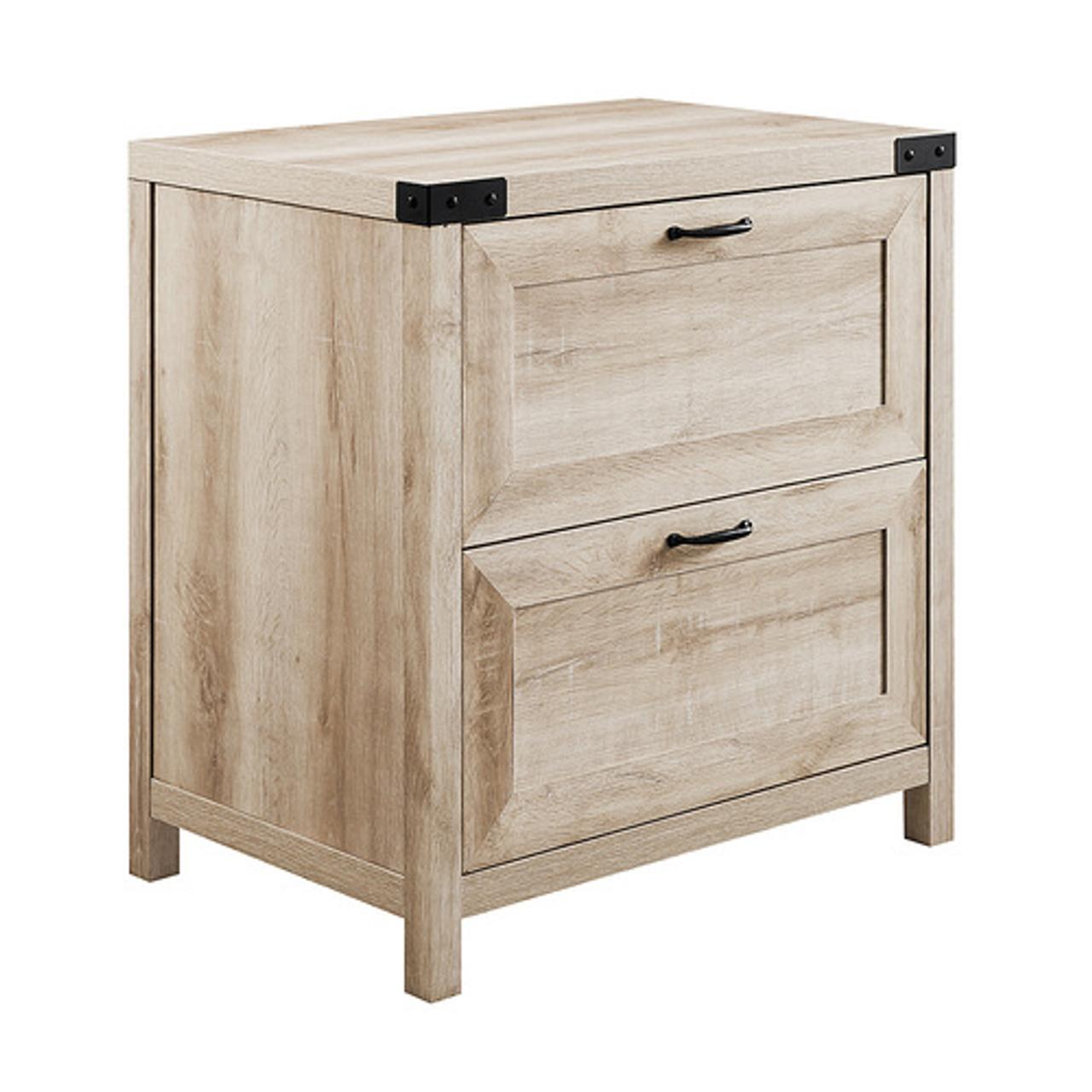 Walker Edison - 30" Modern Farmhouse Metal Accent 2-Drawer Filing Cabinet - White Oak