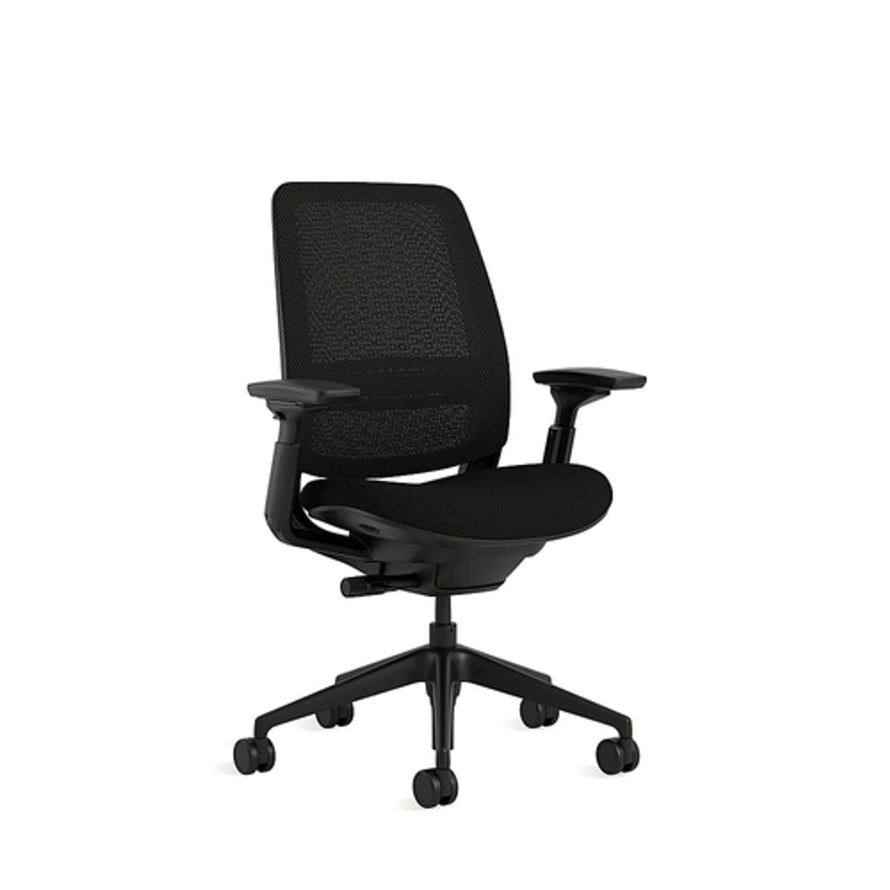 Steelcase Series 2 3D Airback Chair with Black Frame in Onyx Fabric and Licorice Mesh with Carpet Casters