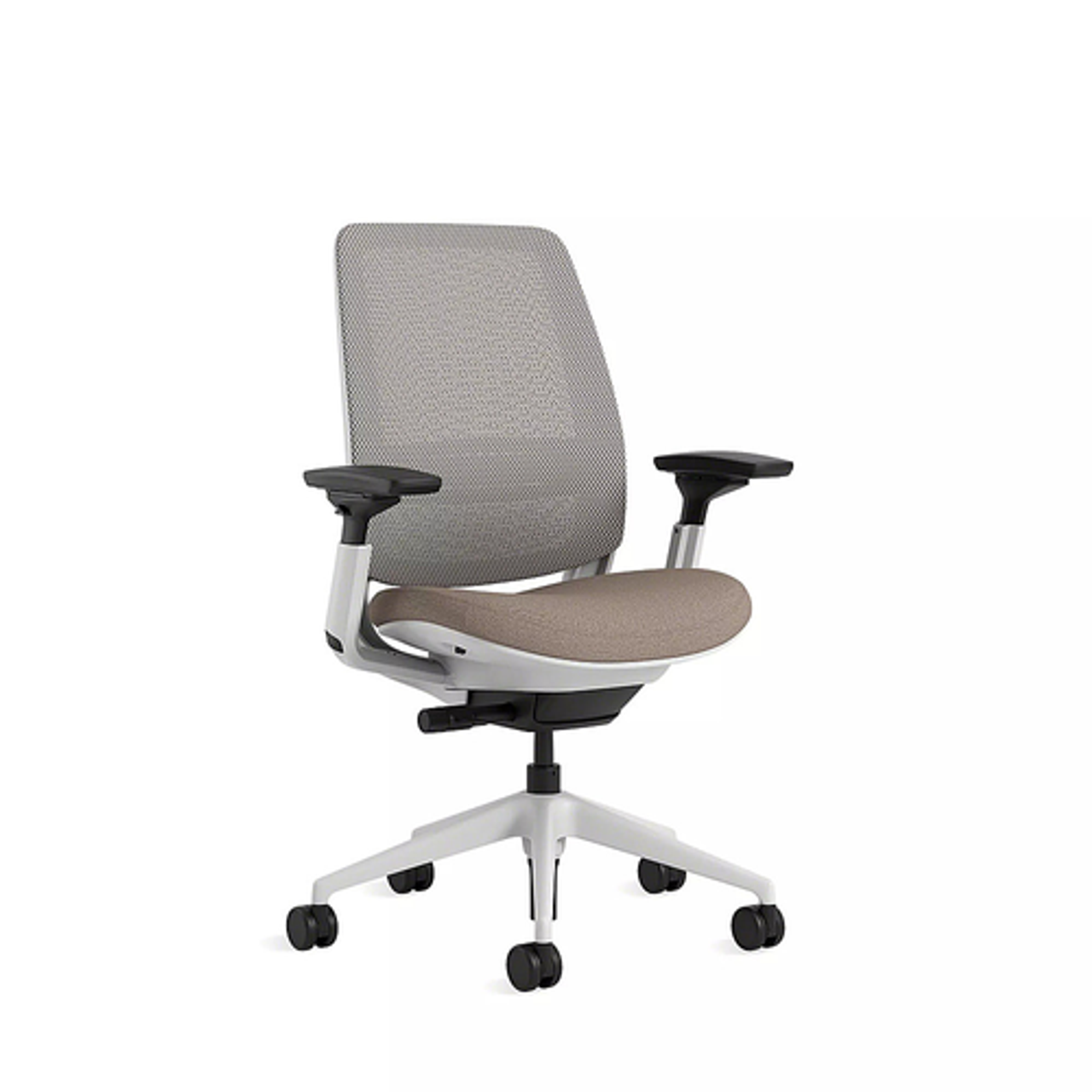 Steelcase Series 2 3D Airback Chair with Seagull Frame in Truffle Fabric and Nickel Mesh with Hard Floor Casters