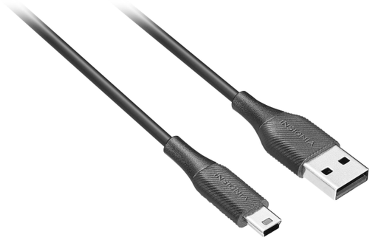 Insignia™ - 6' USB to Mini-B Charge-and-Sync Cable - Black