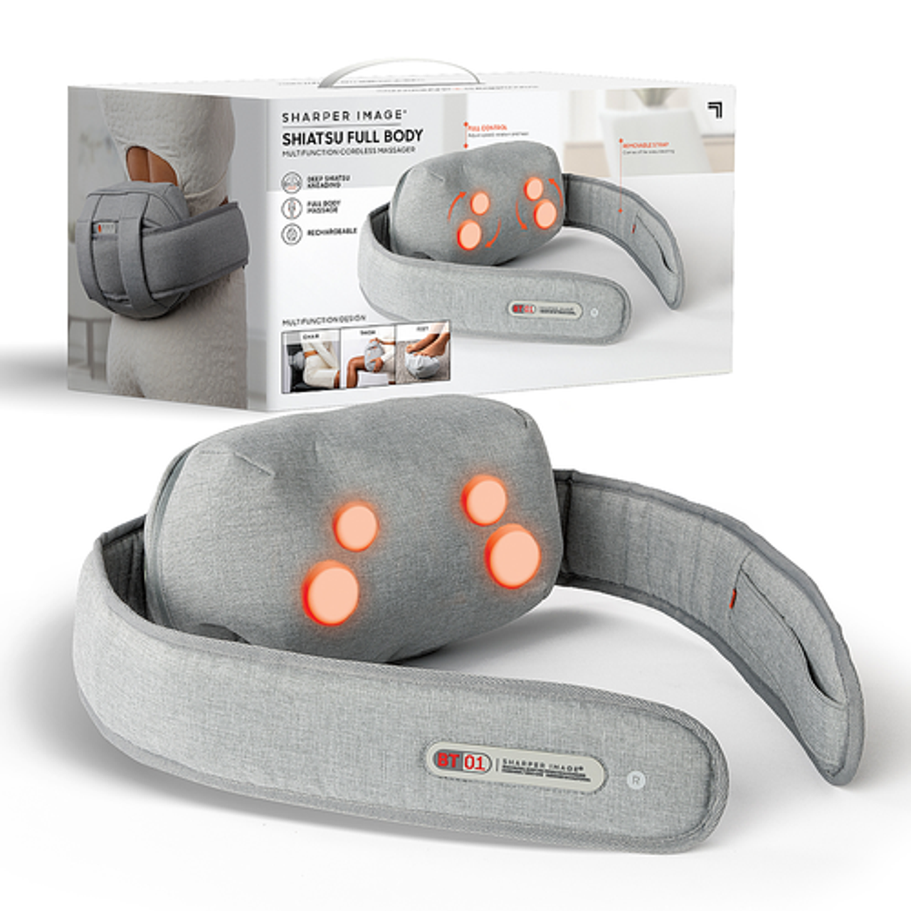 Sharper Image - Shiatsu Full Body Multifunction Cordless Massager - gray