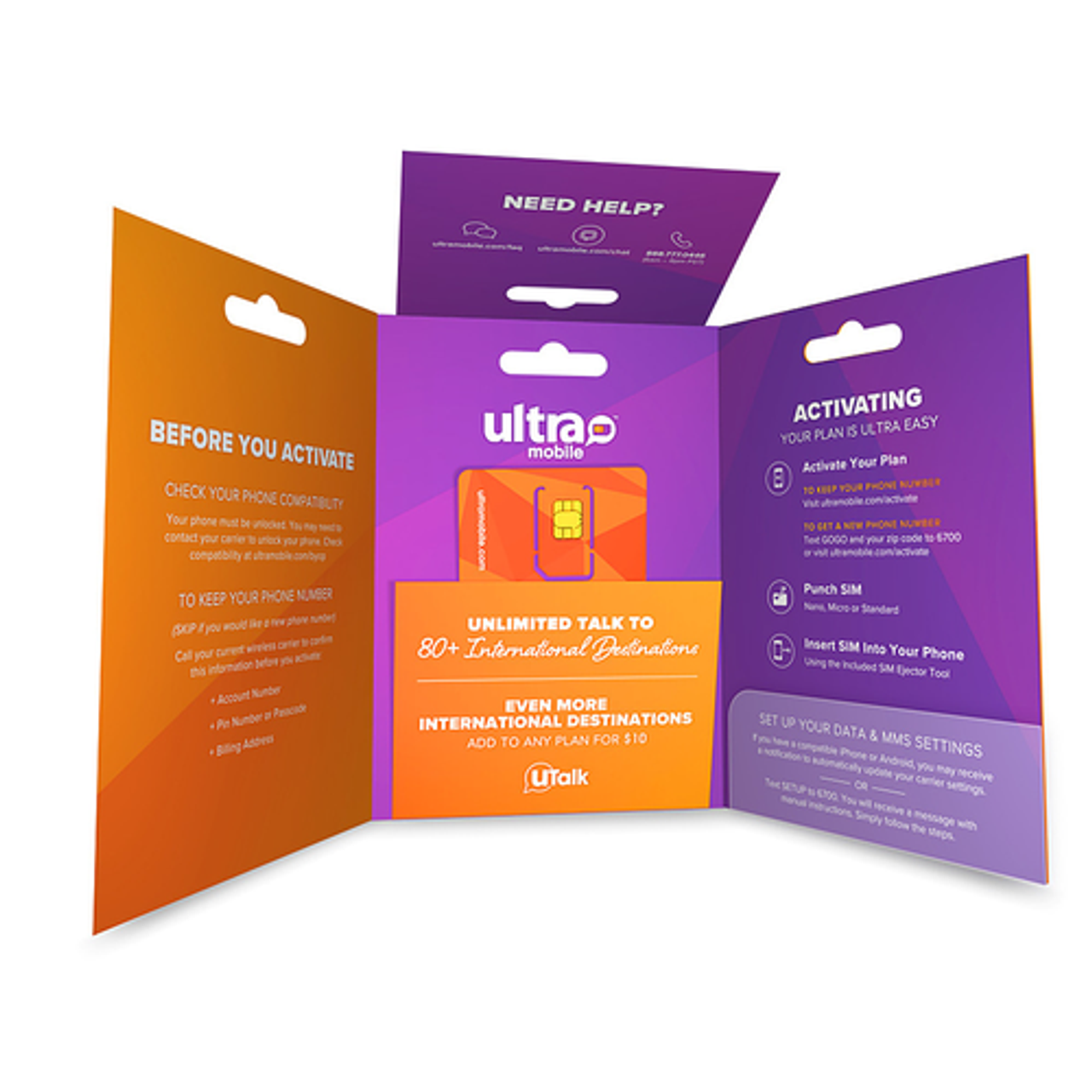 Ultra Mobile 1 Month - Unlimited Phone Plan with (Micro/Mini/Nano) Sim Kit - N/A