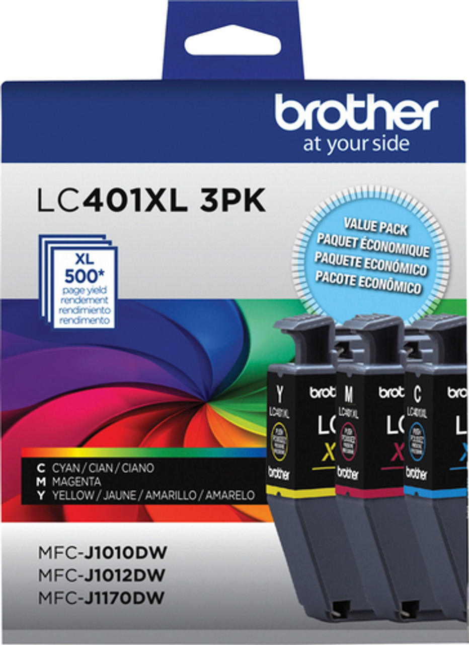Brother Genuine LC401XL 3PK High Yield 3-Pack Color Ink Cartridges
