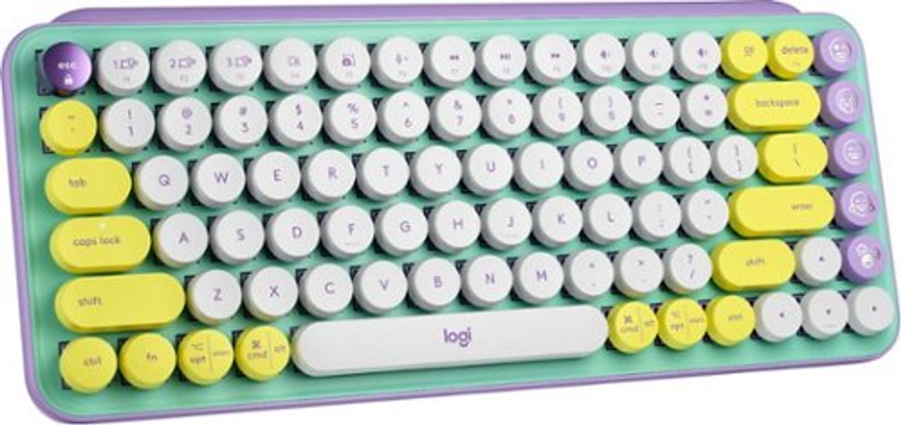 Logitech - POP Keys 75% Wireless Mechanical Tactile Switch Keyboard for Windows/Mac with Customizable Emoji Keys - Daydream Mint (Purple)