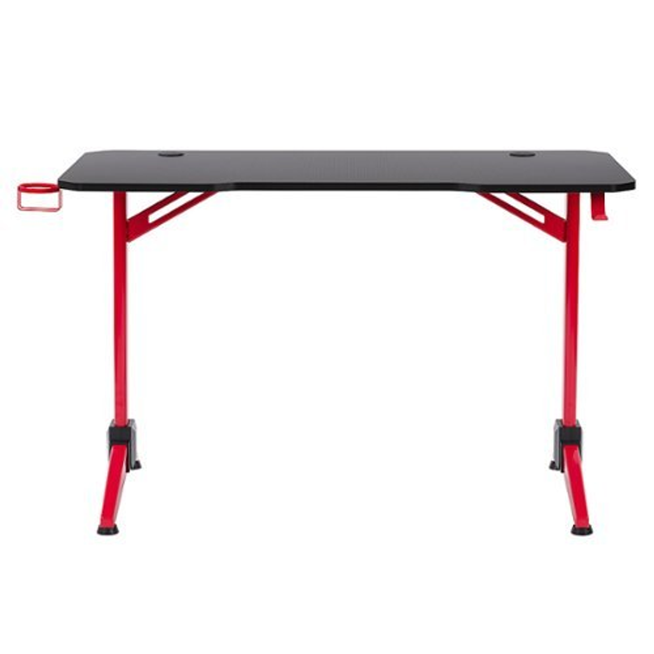 CorLiving Conqueror Black and Red Gaming Desk with LED Lights - Red and Black