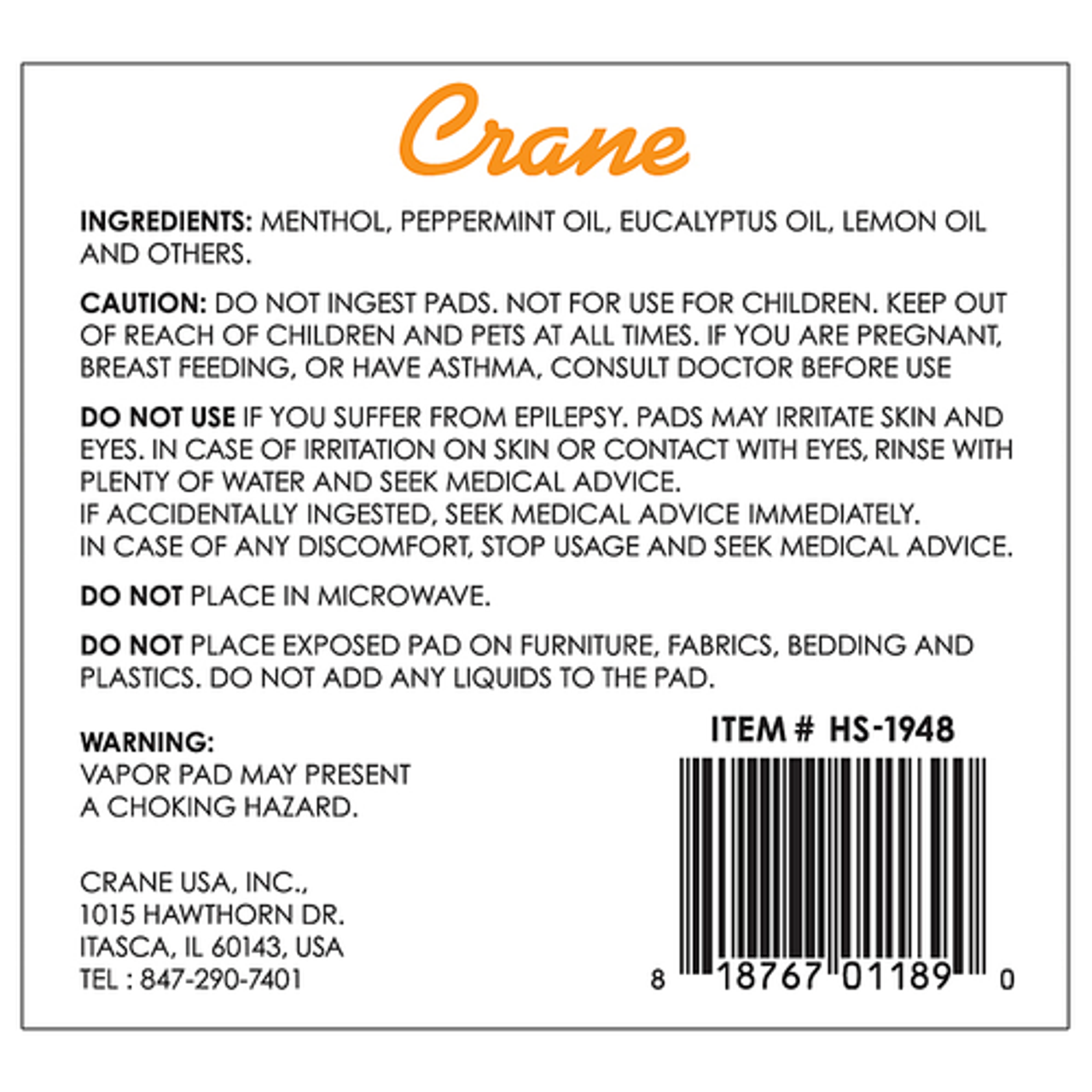 Crane  Vapor Pads 12 Pack for EE-5948 Cordless Inhaler - White