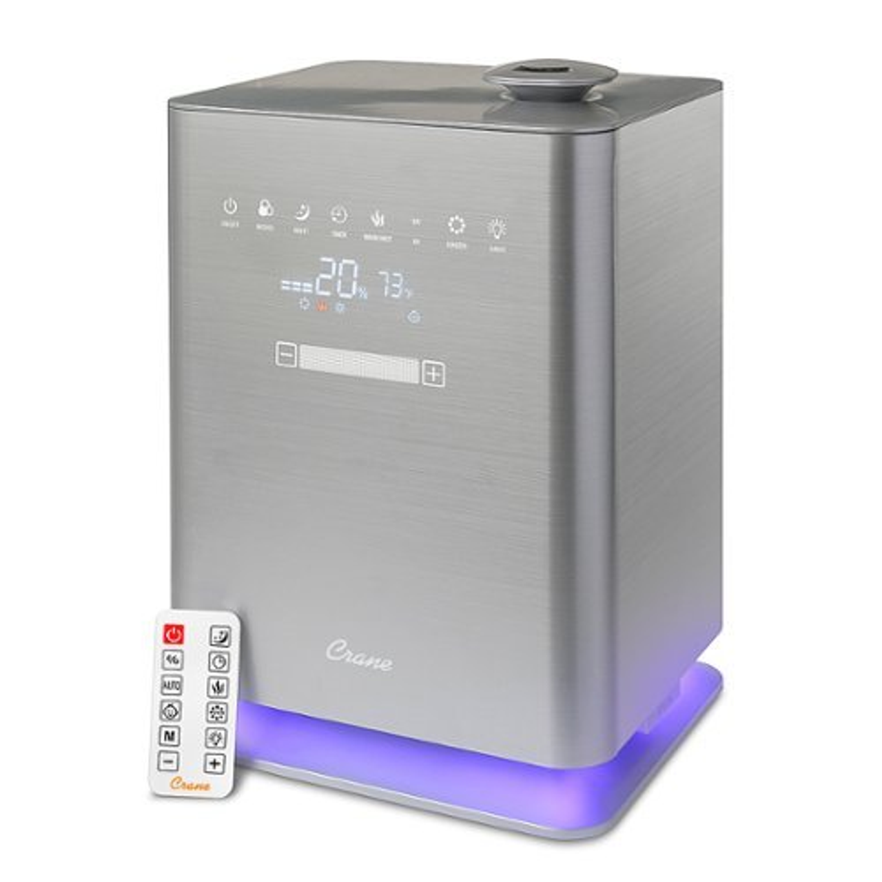 CRANE - 1.2 Gal. Warm & Cool Mist Top Fill Humidifier with Remote for Medium to Large Rooms up to 500 sq. ft - Gray