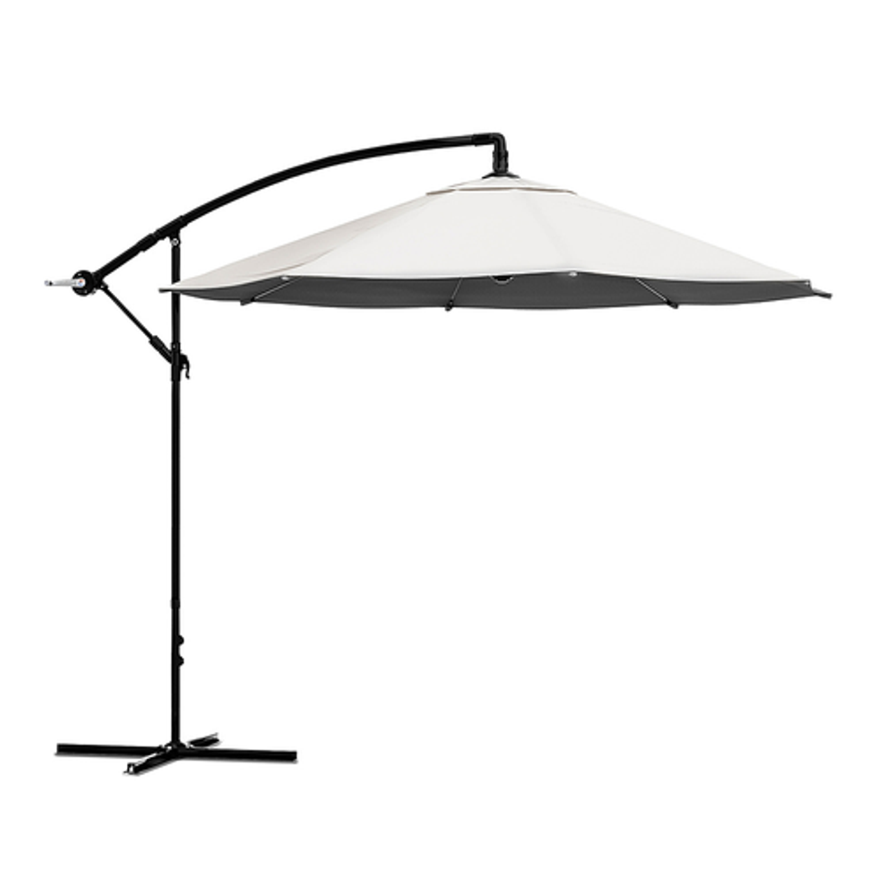 Nature Spring - Offset Patio Umbrella – 10 Ft Cantilever Hanging Outdoor Shade - Easy Crank and Base for Table, Deck, Porch (Tan) - Tan