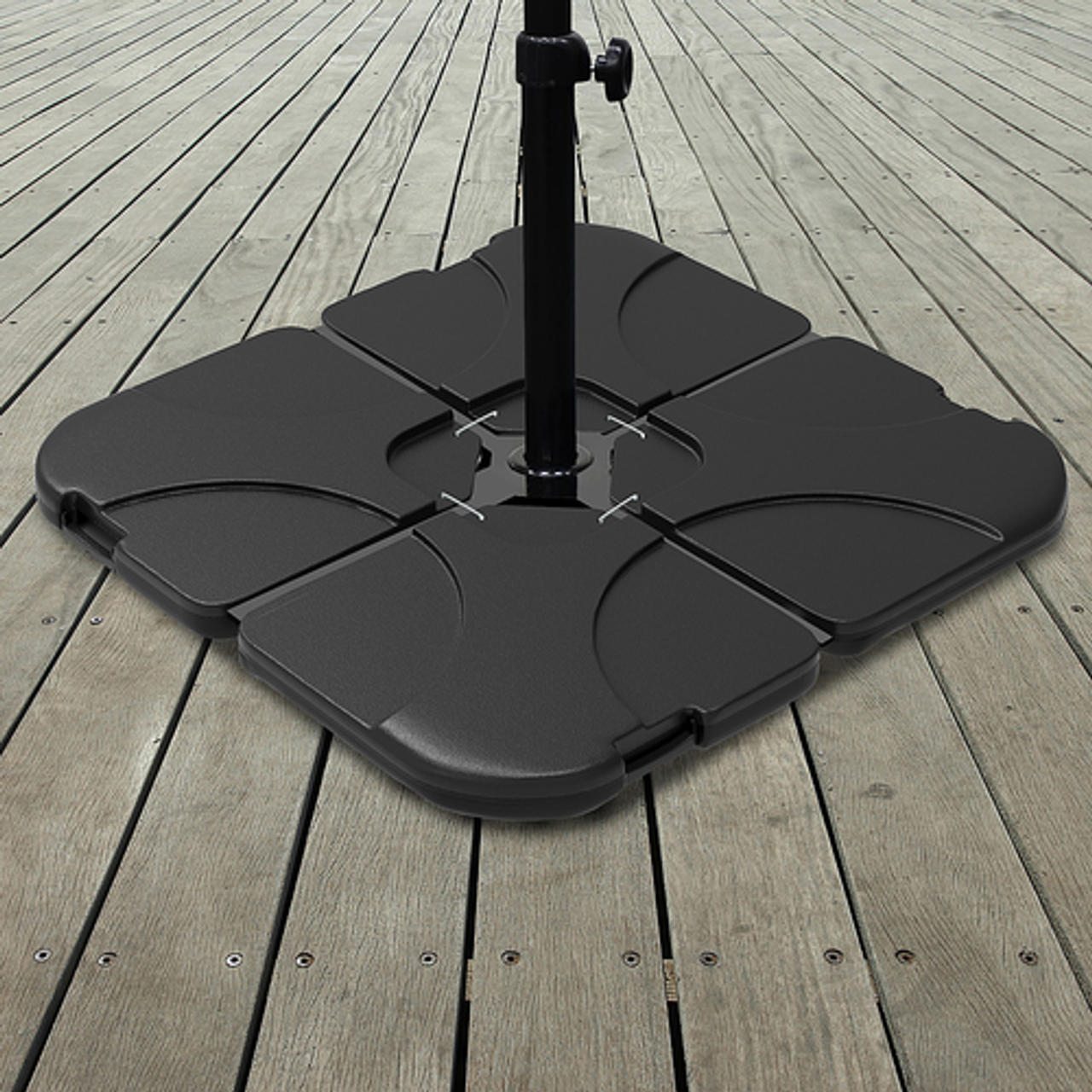 Nature Spring - Patio Umbrella Weight Set - 4-PC Fillable Umbrella Base - 220-LB Plate Sand for Cantilever and Offset Outdoor Umbrellas - Black