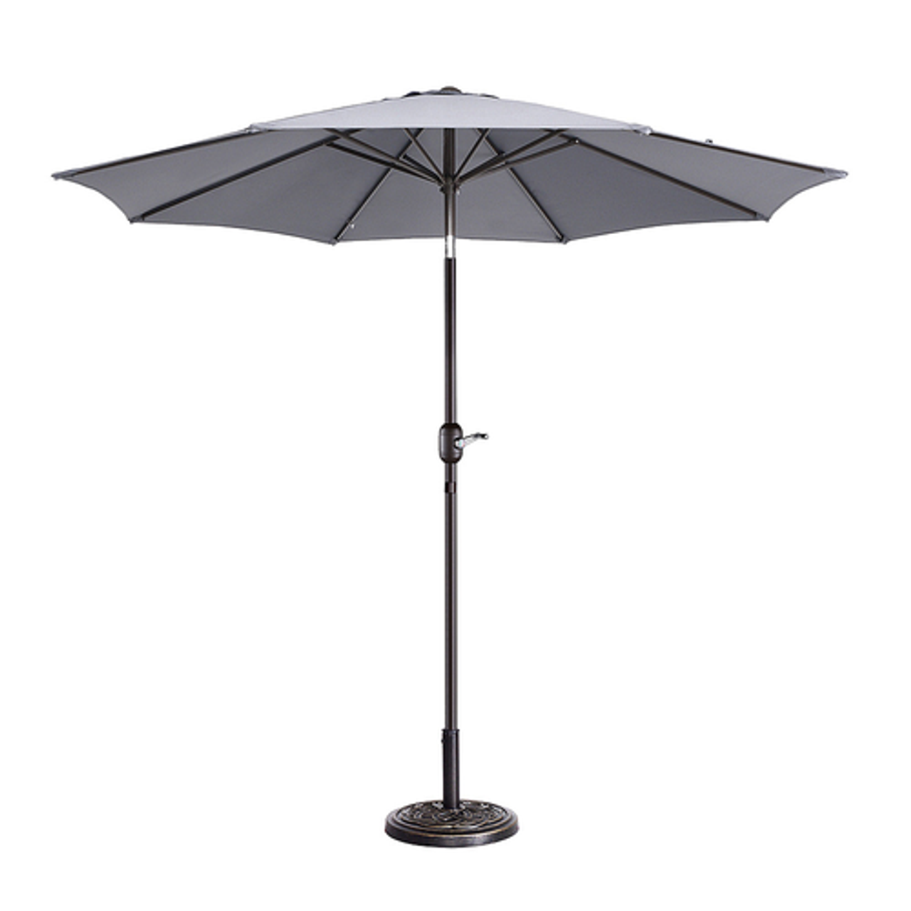 Nature Spring - 9' Outdoor Patio Umbrella with 8 Ribs, Aluminum Pole and Push Button Tilt, Fade Resistant Market Umbrella by (Gray) - Gray