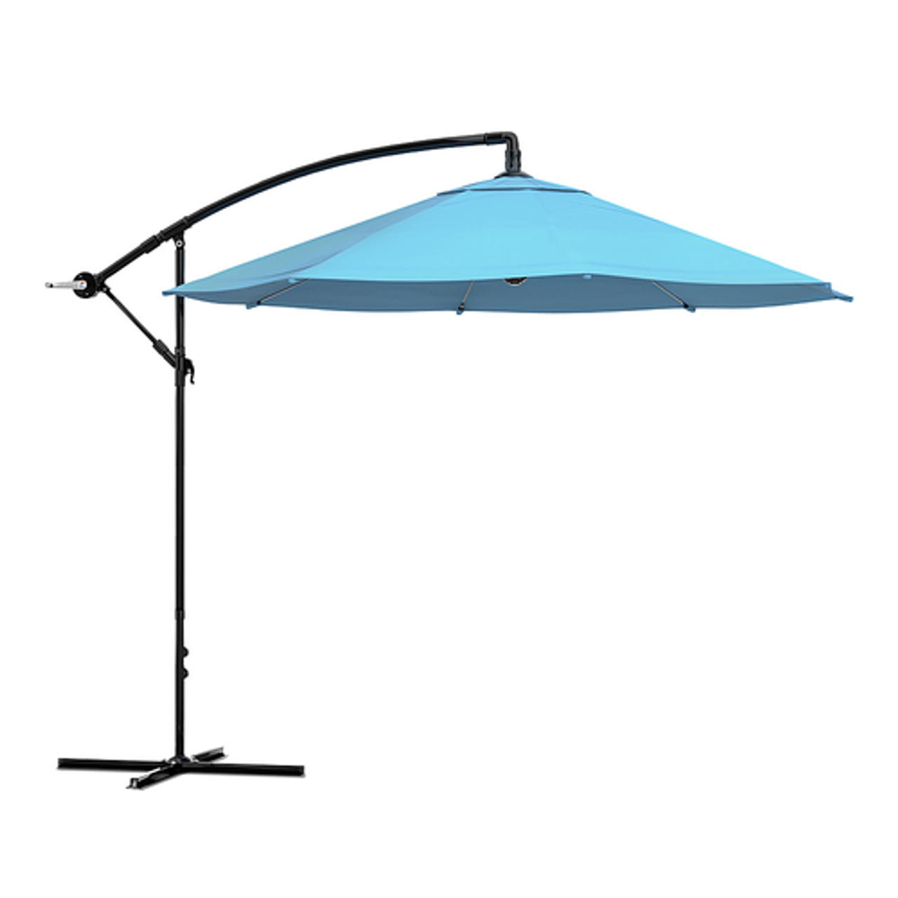 Nature Spring - Offset Patio Umbrella – 10 Ft Cantilever Hanging Outdoor Shade - Easy Crank and Base for Table, Deck, Porch (Blue) - Blue