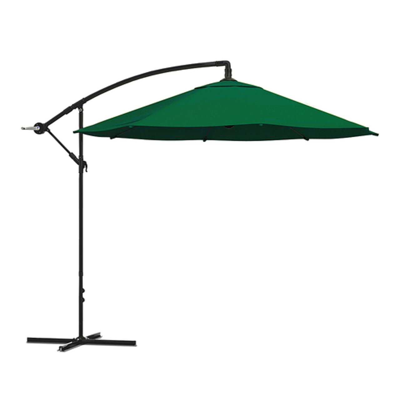 Nature Spring - Offset Patio Umbrella – 10 Ft Cantilever Hanging Outdoor Shade - Easy Crank and Base for Table, Deck, Porch (Green) - Hunter Green