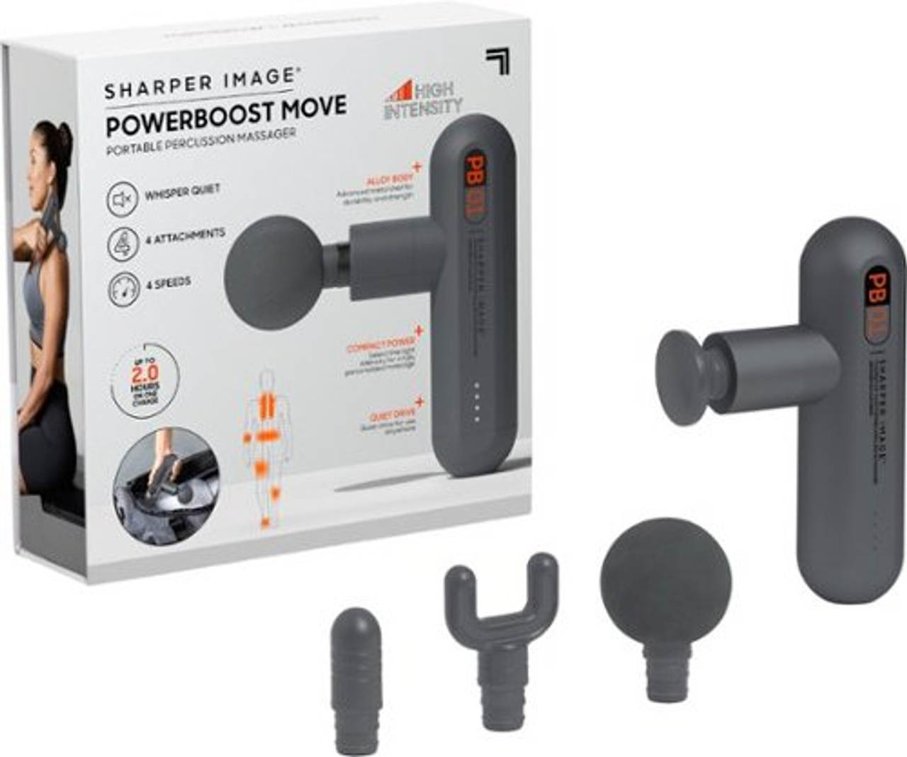 Sharper Image Powerboost Move Portable Massager - Gunmetal Gray