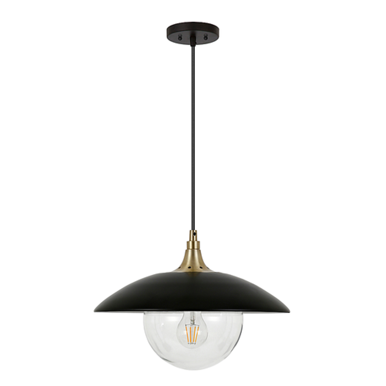 Camden&Wells - Alvia Clear Glass Pendant - Matte Black/Brass