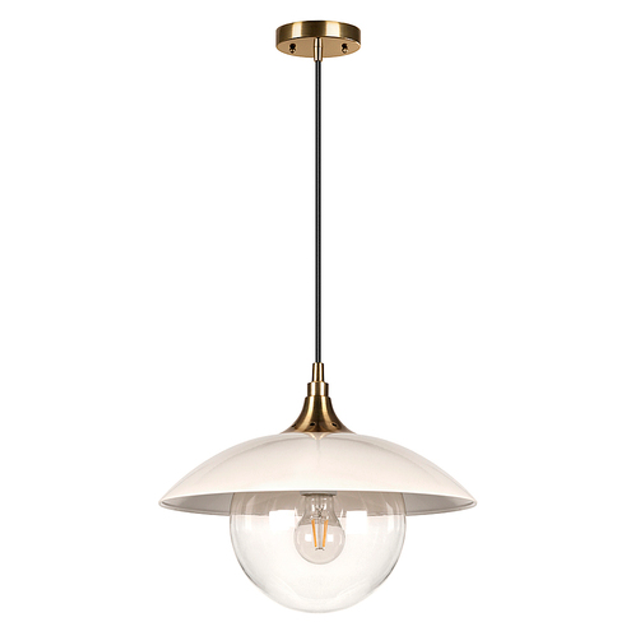 Camden&Wells - Alvia Clear Glass Pendant - Pearled White/Brass