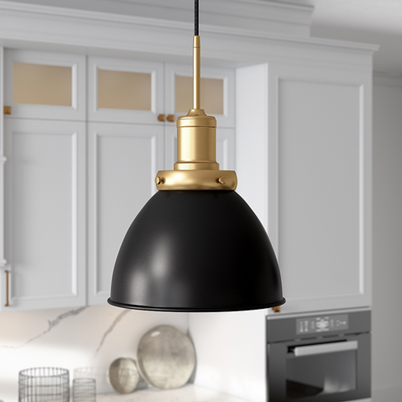 Camden&Wells - Madison 12" Metal Pendant - Black/Brass