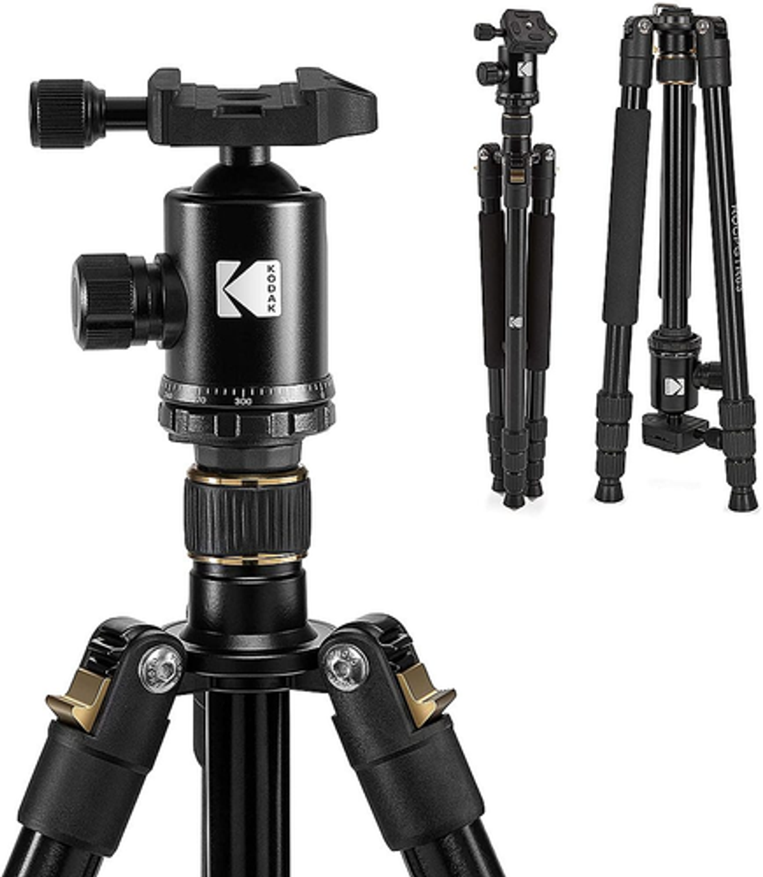 Kodak Photo Gear 63" Tripod and Monopod with 360° Ball Head - Premium Professional 2-in-1 Aluminum Camera Stand - Black