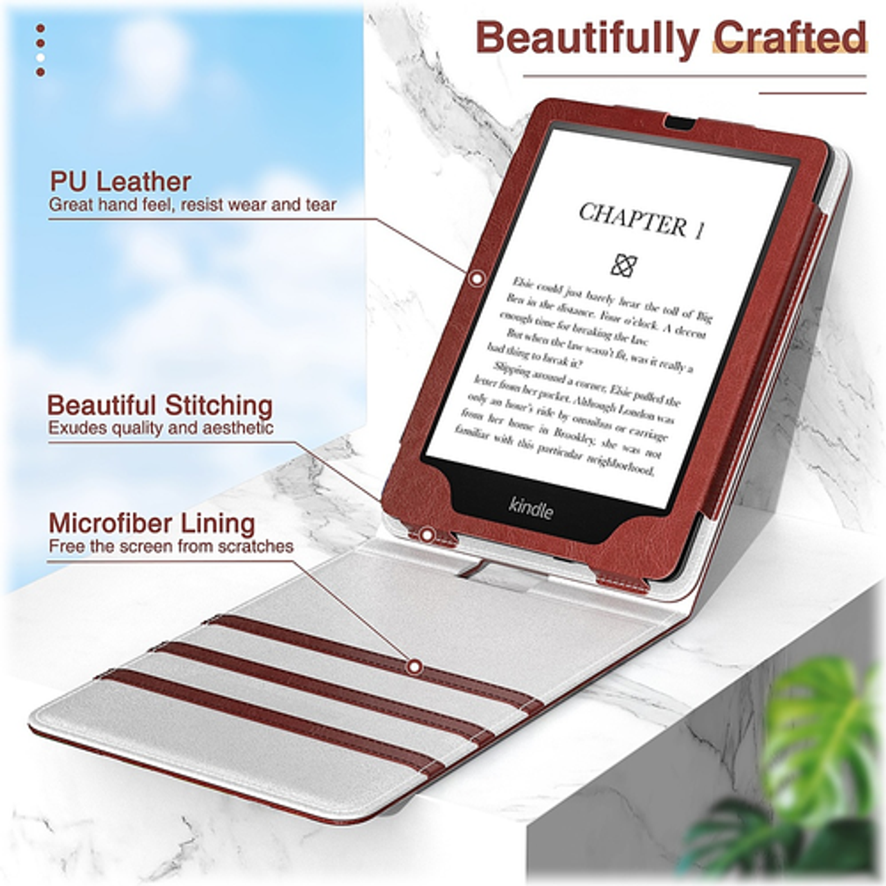 SaharaCase - Folio Case for Amazon Kindle Paperwhite (11th Generation - 2021 release) - Brown