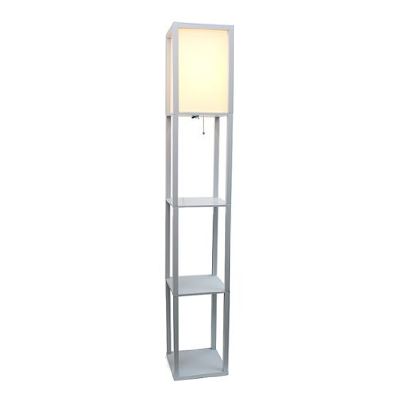 Lalia Home Column Shelf Floor Lamp with Linen Shade, Gray - GRAY