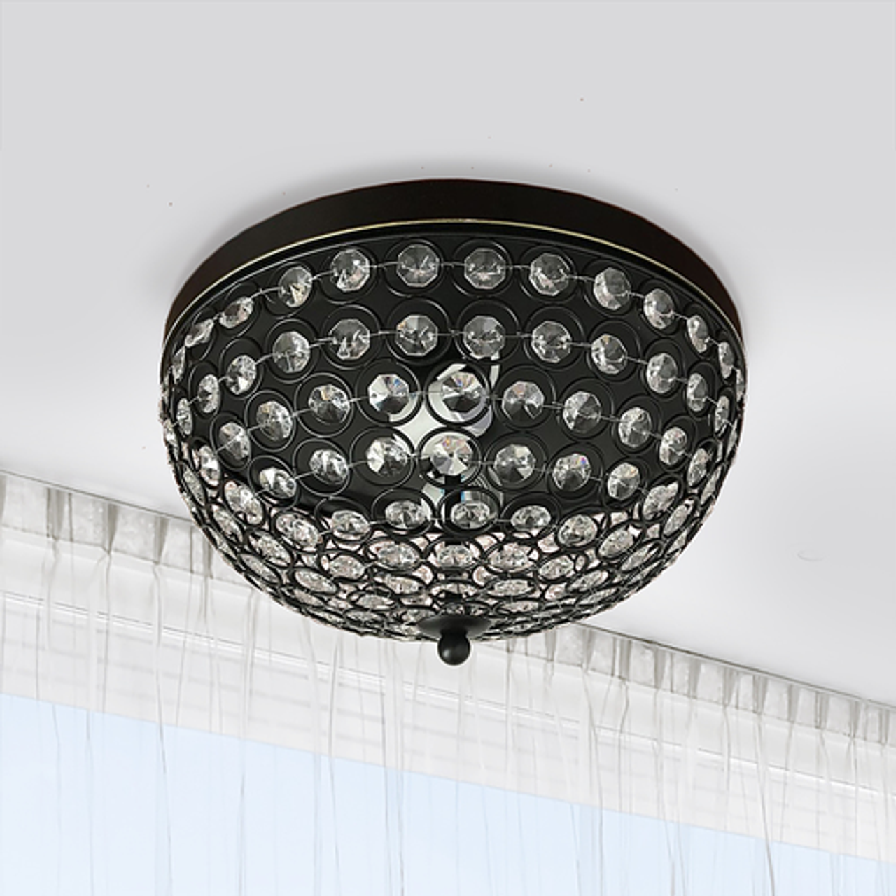 Lalia Home Crystal Glam 2 Light Ceiling Flush Mount, Restoration Bronze - Restoration Bronze