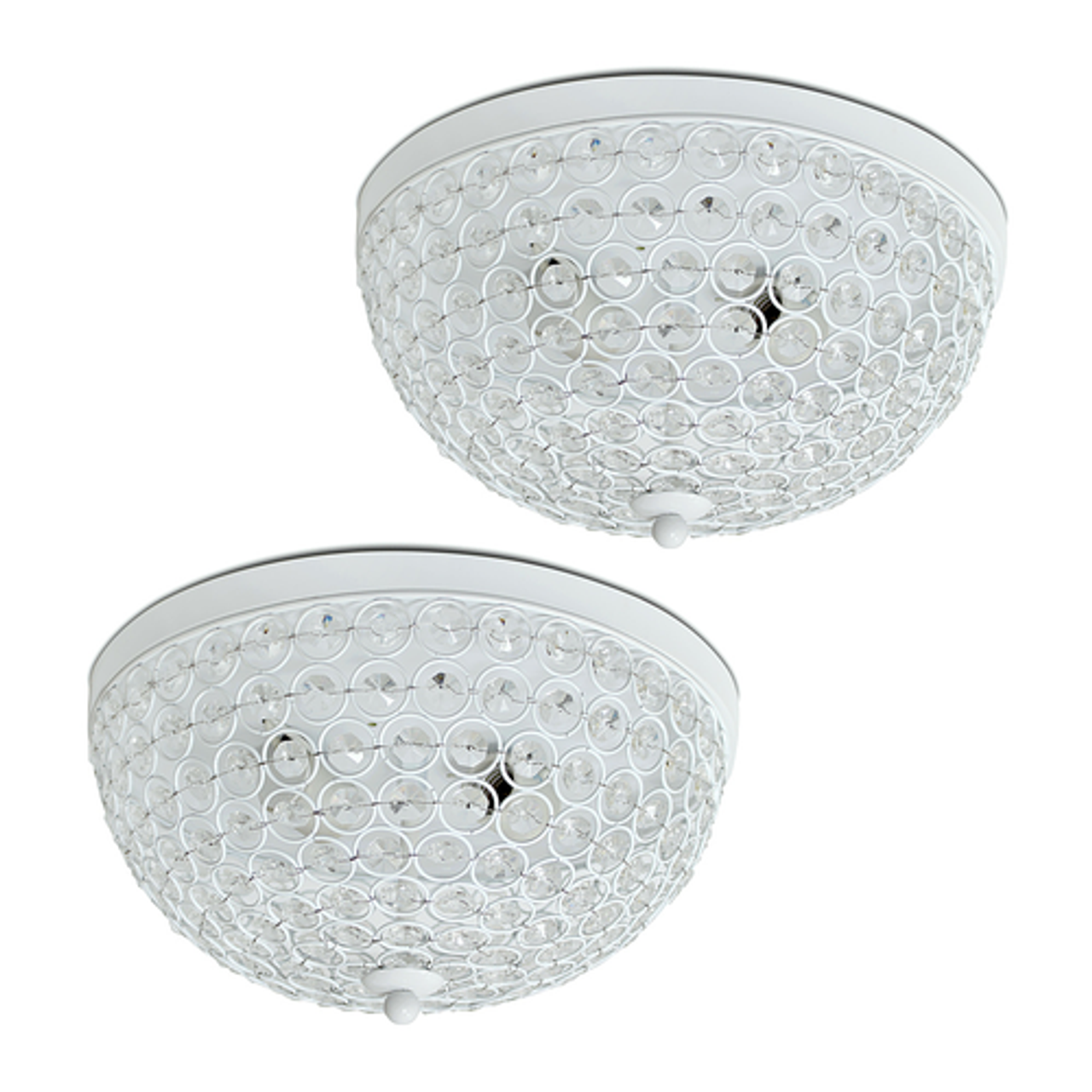 Lalia Home Crystal Glam 2 Light Ceiling Flush Mount 2 Pack, White - White