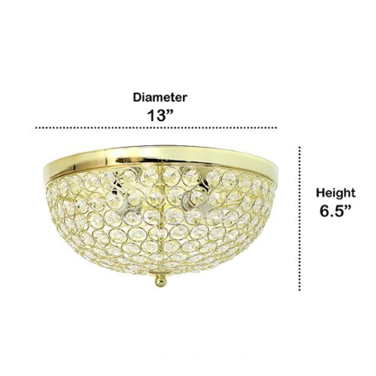 Lalia Home Crystal Glam 2 Light Ceiling Flush Mount 2 Pack, Gold - Gold