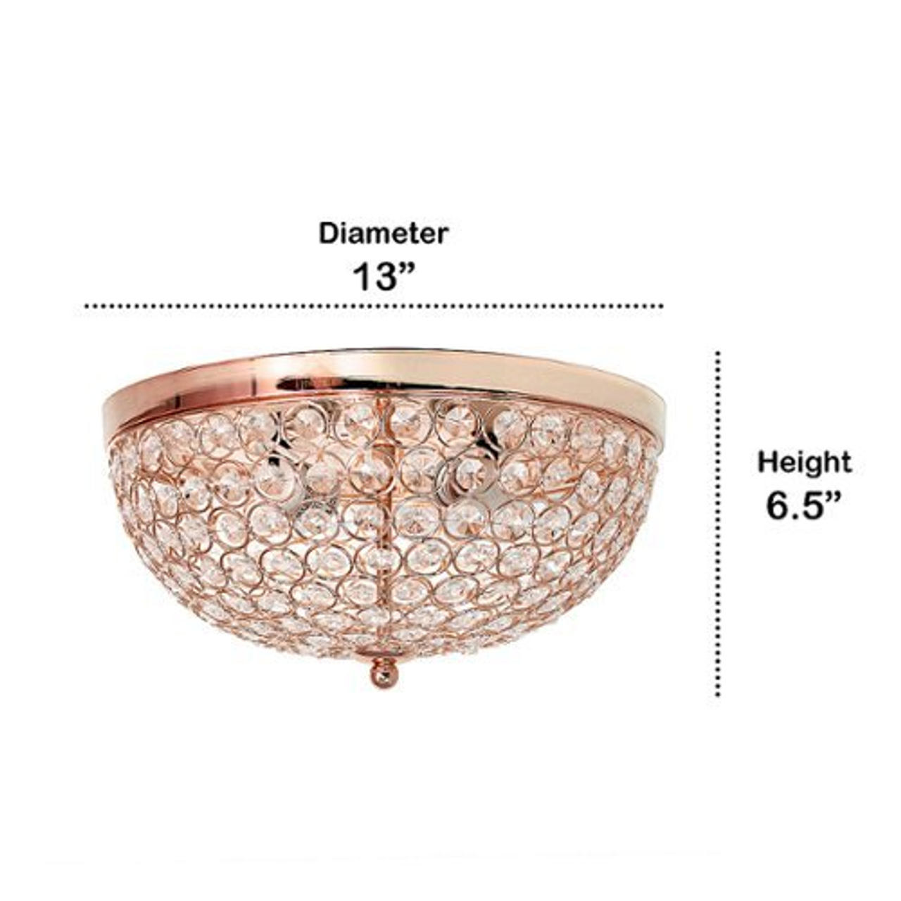 Lalia Home Crystal Glam 2 Light Ceiling Flush Mount, Rose Gold - Rose Gold