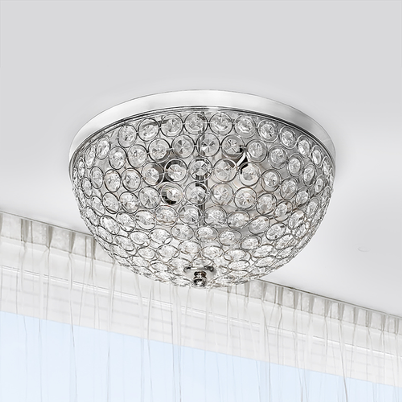 Lalia Home Crystal Glam 2 Light Ceiling Flush Mount, Chrome - Chrome