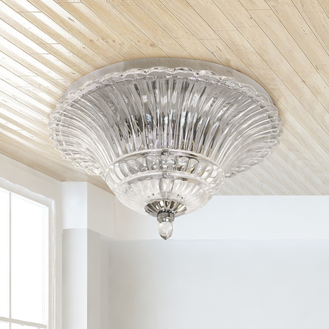 Lalia Home Blossom 2 Light Glass Ceiling Flush Mount, Chrome - Chrome