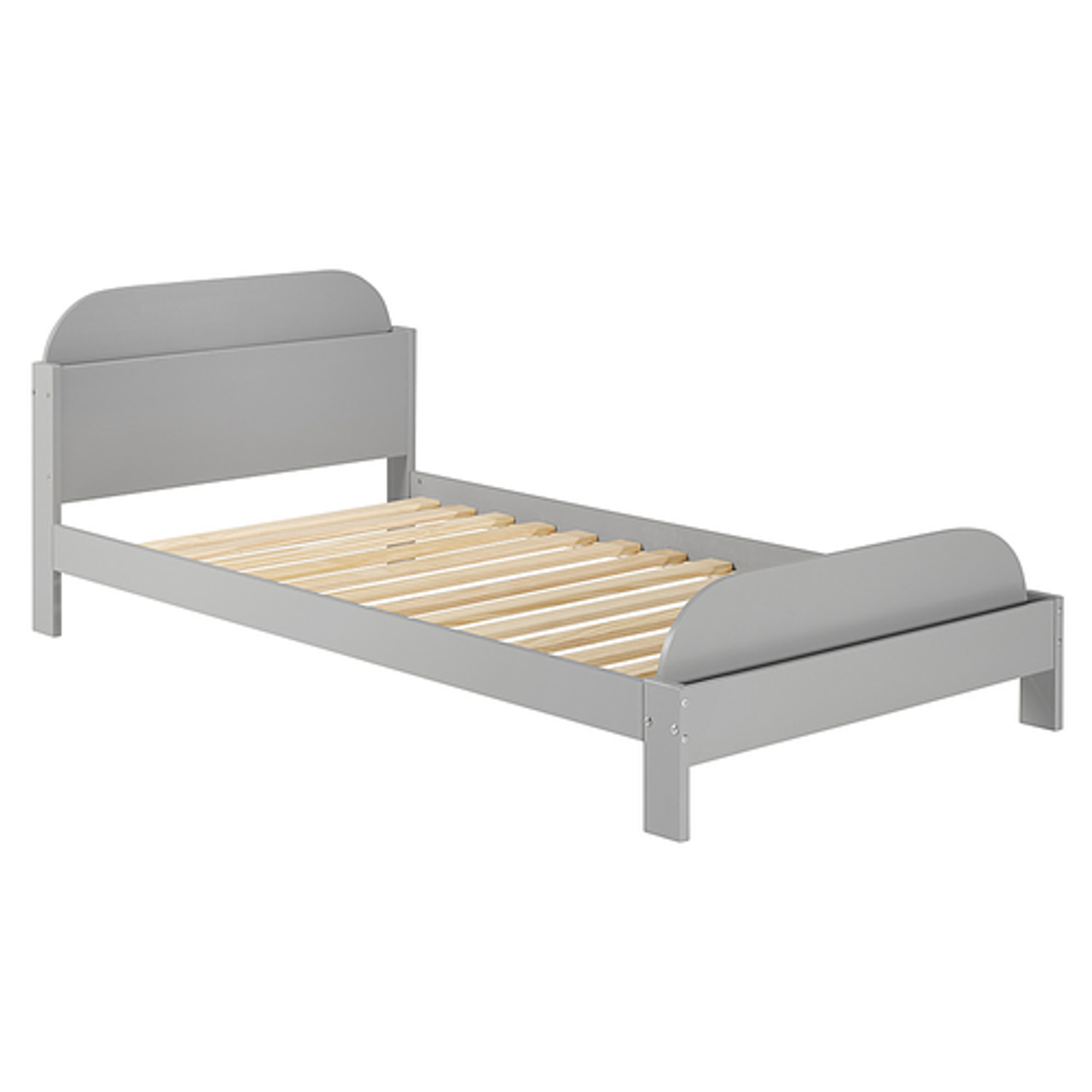 Walker Edison - Classic Solid Wood Twin-Size Bed with Book Storage - Grey