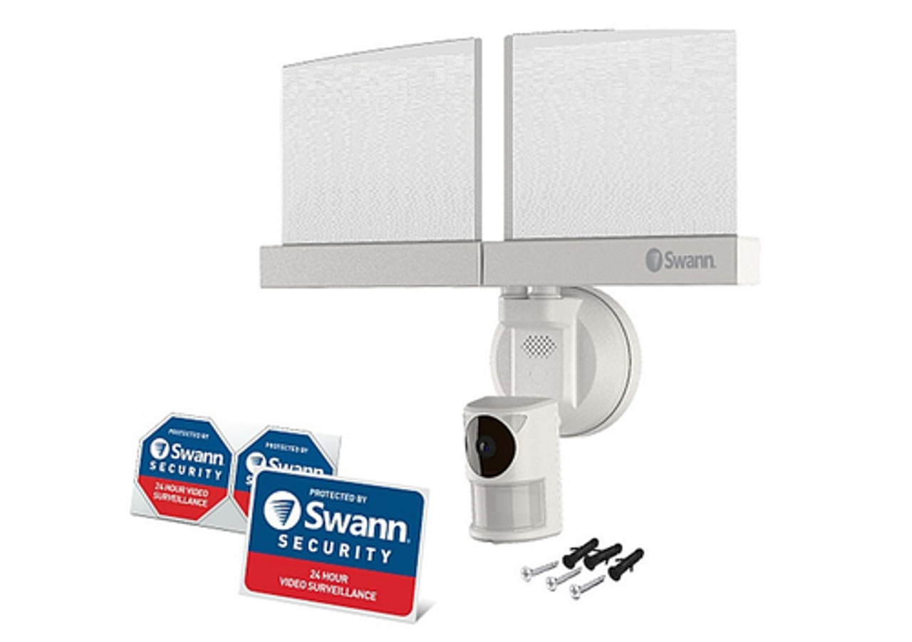 Swann - Enforcer - Slimline Floodlight Camera Indoor/Outdoor Wired 1080p Local SD Card & Cloud Storage - White