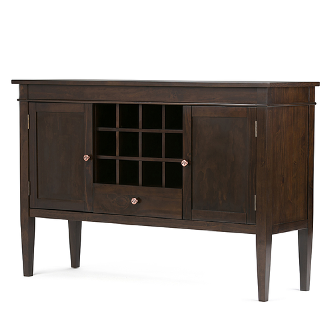 Simpli Home - Carlton Sideboard Buffet and Wine Rack - Dark Tobacco Brown