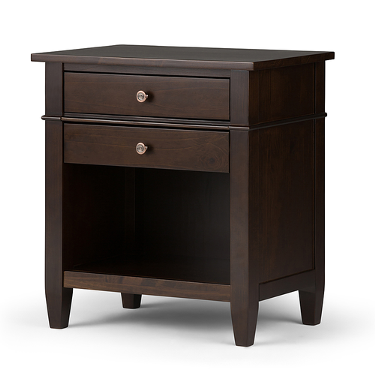 Simpli Home - Carlton Bedside Table - Dark Tobacco Brown