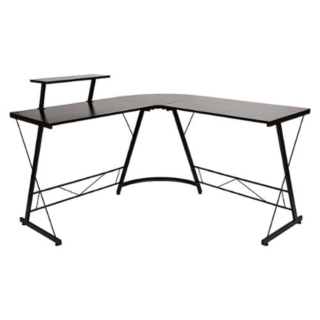 Flash Furniture - L-Shaped Computer Black Desk, Gaming Desk, Home Office Desk, Black Frame - Black/Black