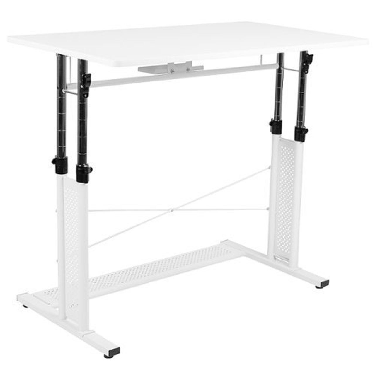 Flash Furniture - Height Adjustable (27.25-35.75"H) Sit to Stand Home Office Desk - White