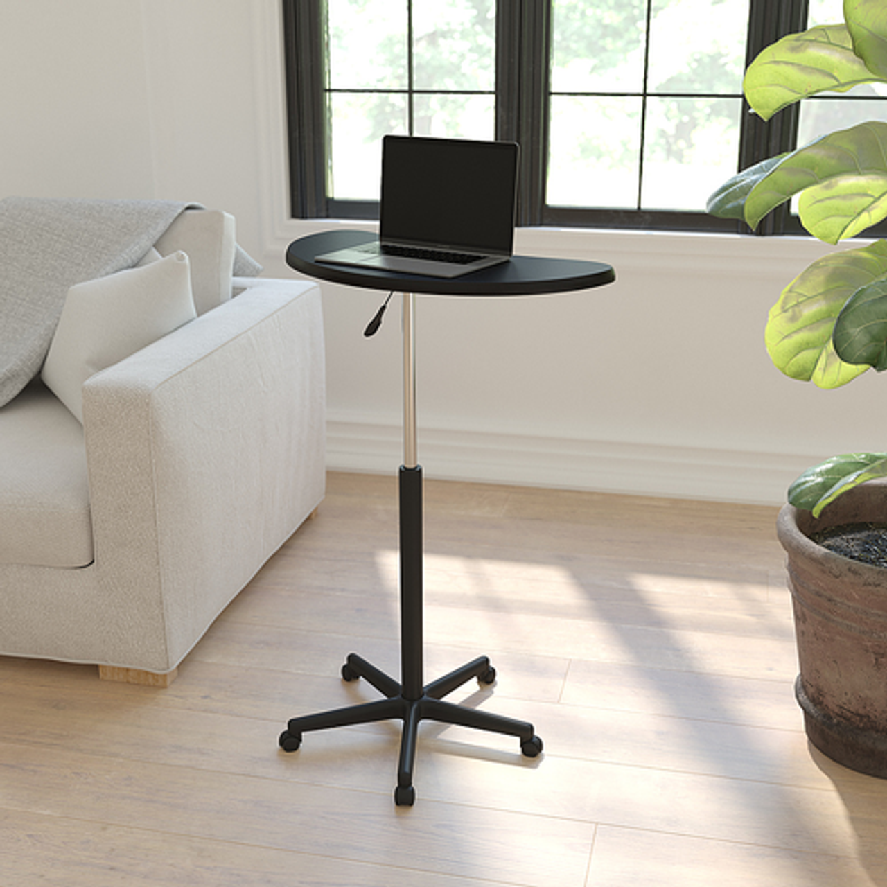 Flash Furniture - Sit to Stand Mobile Laptop Computer Desk - Black