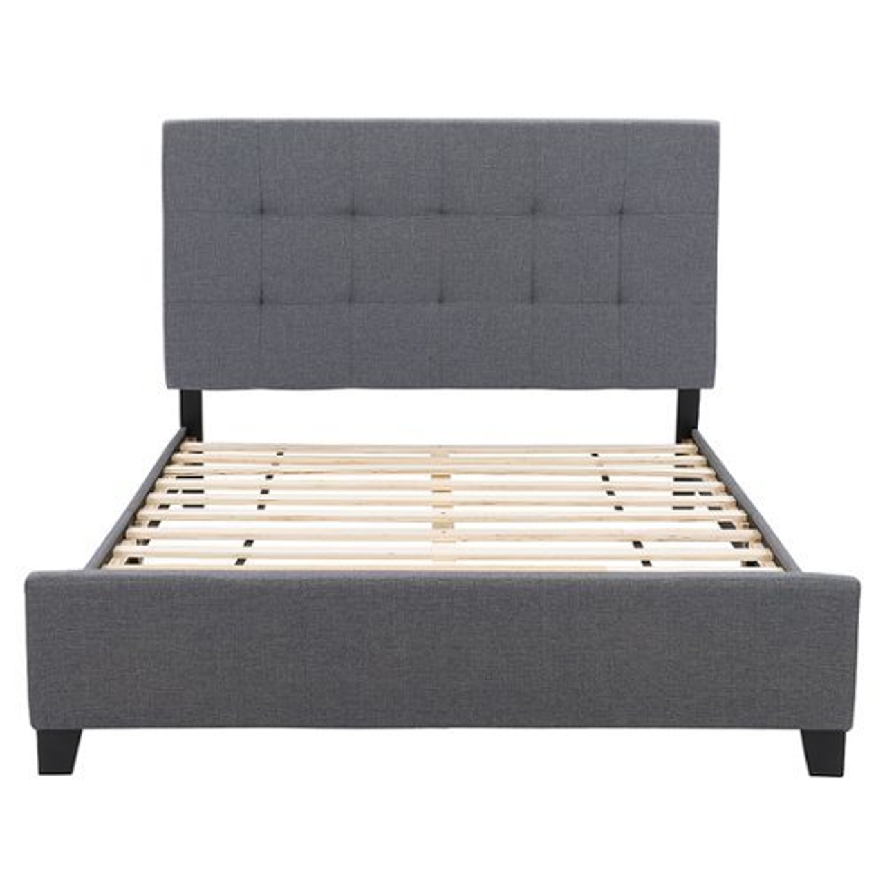 CorLiving Ellery Fabric Tufted Bed, Queen - Grey