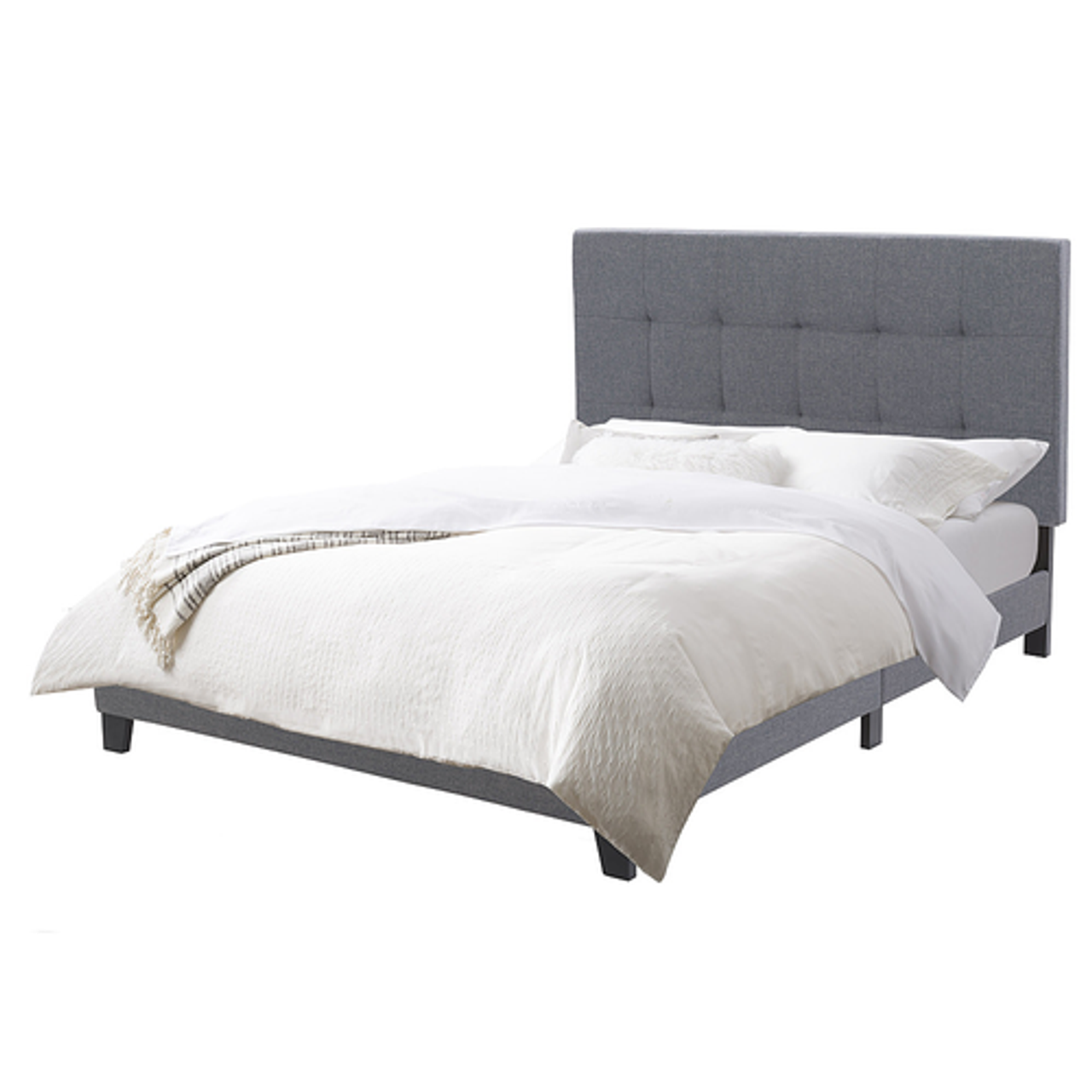 CorLiving Ellery Fabric Tufted Bed, Queen - Grey